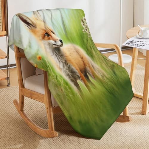 Manta de forro polar de zorro grande para cama o colcha de sofá 5