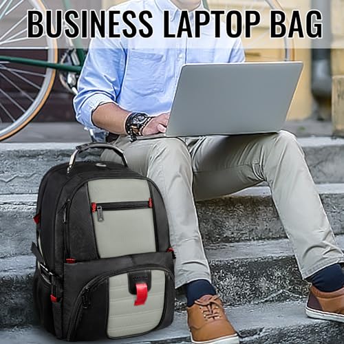 Image of 17inch Laptop Backpack,Large Luggage Backpack with USB Charging Port for Women Men,TSA Friendly Business Travel Laptop Backpack,Anti-Theft Computer Backpacks Big College School Bookbag, Grey