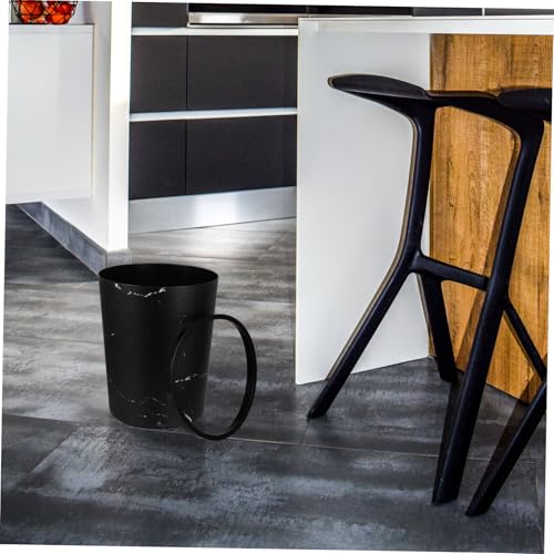 Caneca de basura rectangular con patrón mármol negra miniatura 4