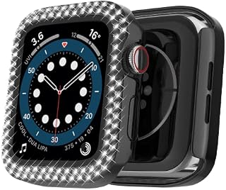 VAKS for Apple Watch Case 40mm Series 6 5 4 SE with Tempered Glass Screen Protector,Double Bling Case Crystal Diamond Frame Protective for iWatch 40mm, Black
