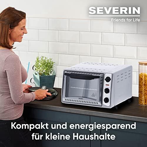 Severin TO 2045 Mobiele oven voor pizza, ovenschotels, cake, broodjes etc., broodroosteroven met 1500 W en temperaturen van 100 tot 230 °C, zilver - Image 4
