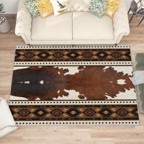 Tapete decorativo rectangular 5x7 Azteca marrón miniatura 5
