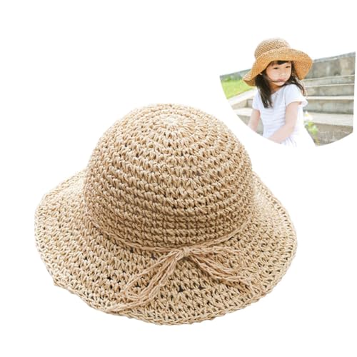 Girls Straw Hat Bowknot Design Casual Beach Vacation Sun Protective Cap for Boys and Girls Beige Circumference Comfortable and Stylish Sun