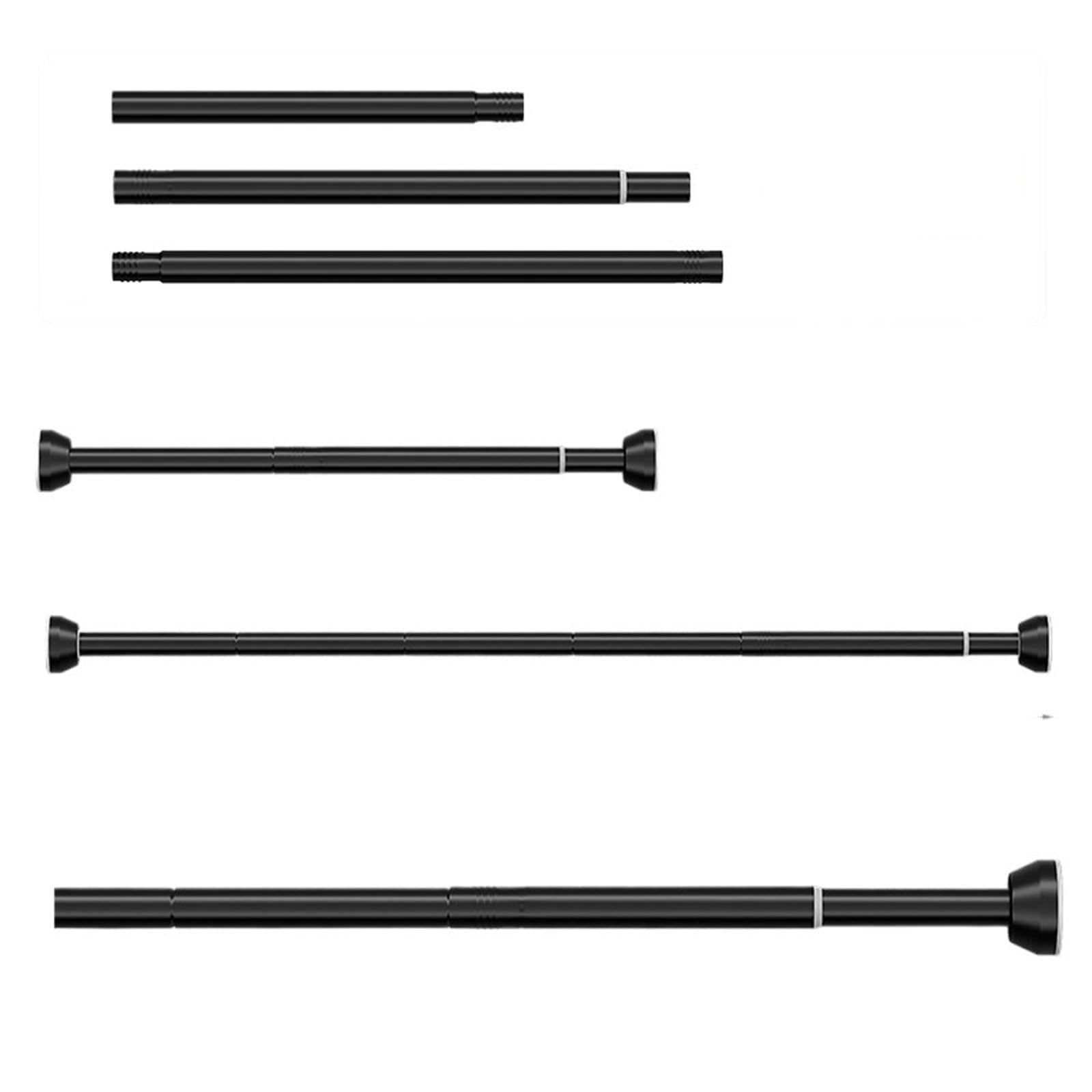 Telescopic Curtain Pole Adjustable Stainless Steel Clothes Drying Rack No-Drill Telescopic Pole Curtain Rod For Balcony Bathroom(Black65-215CM)
