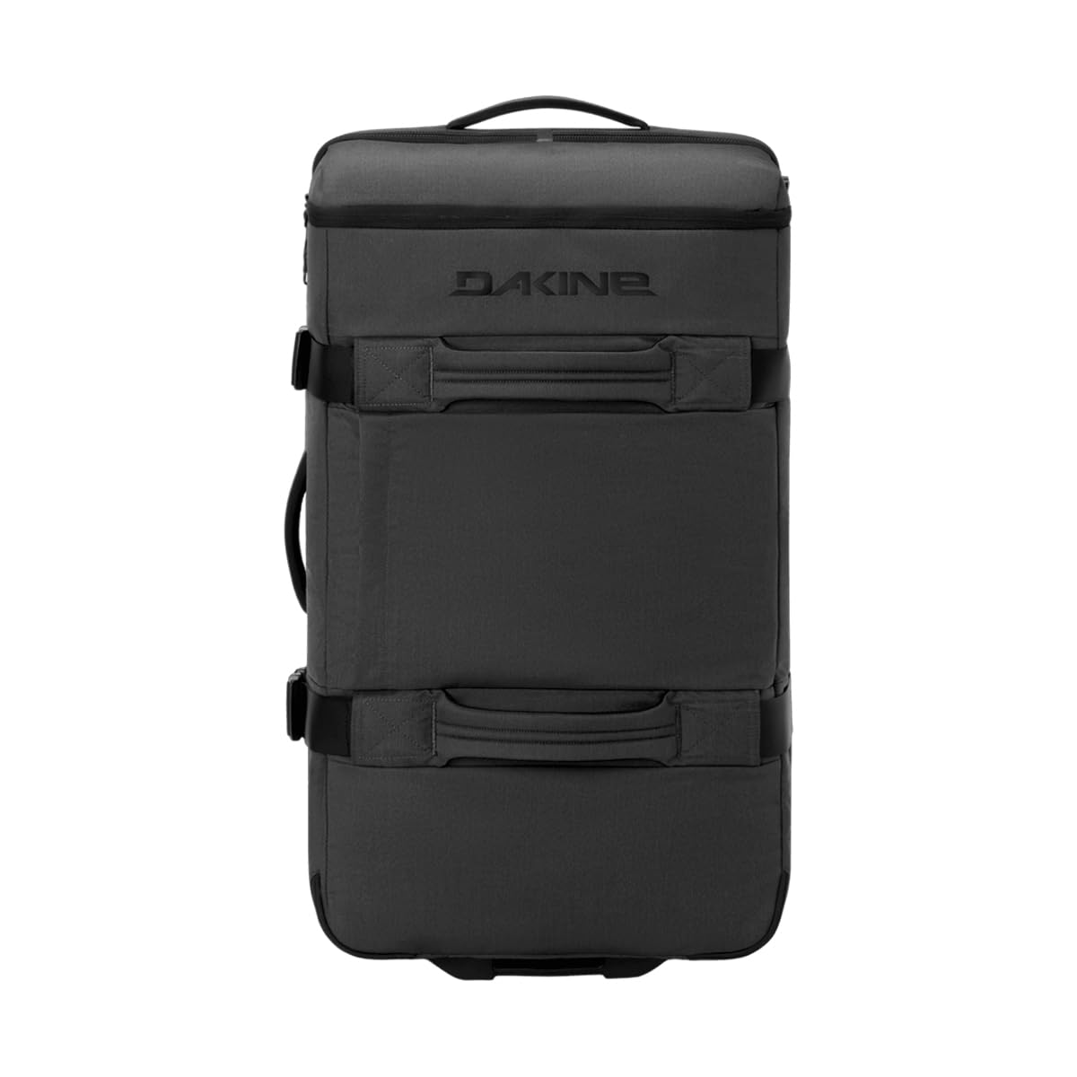 Dakine Split Roller 110L, 2-Wheel Travel Luggage, Carbon Heather | 110L 2-wheel luggage, split-level organization, Split-Wing collapsible brace, lockable YKK zippers, urethane wheels, recycled