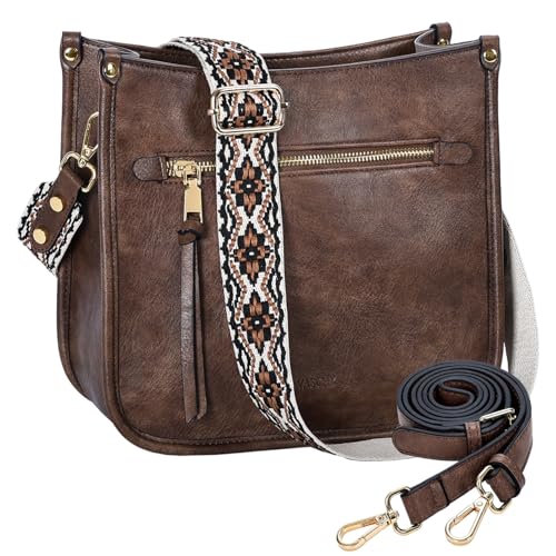 VASCHY Crossbody Bag Purse for Women,Fashion Vegan Leather Hobo Handbag Shoulder Bag Purse with Guitar Strap