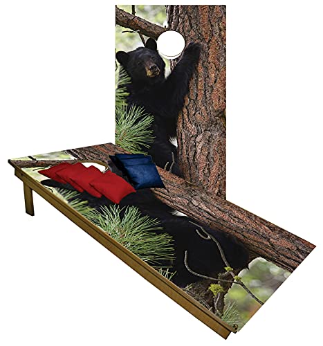 Premium Cornhole Set - Grizzly Bear Tailgate Cornhole Boards w Set of 8 Cornhole Bags!212