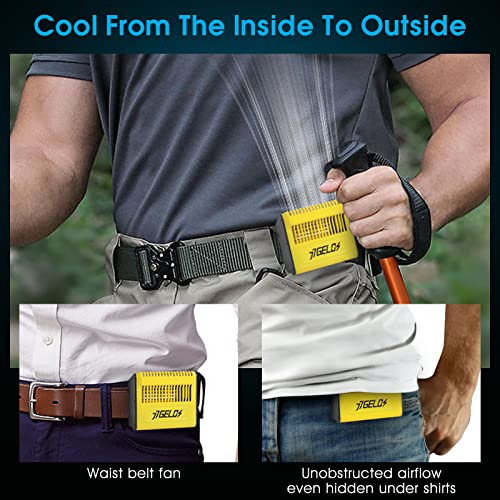 Jjgelos 10000Mah Rechargeable Waist Fan: Hands-Free Usb Belt Fan With 24H Working Time | Portable Mini Waist Air Conditioner Fan With 3 Speeds, 6000Rpm Strong Airflow Waist Clip Fan For Climbing #TOP2