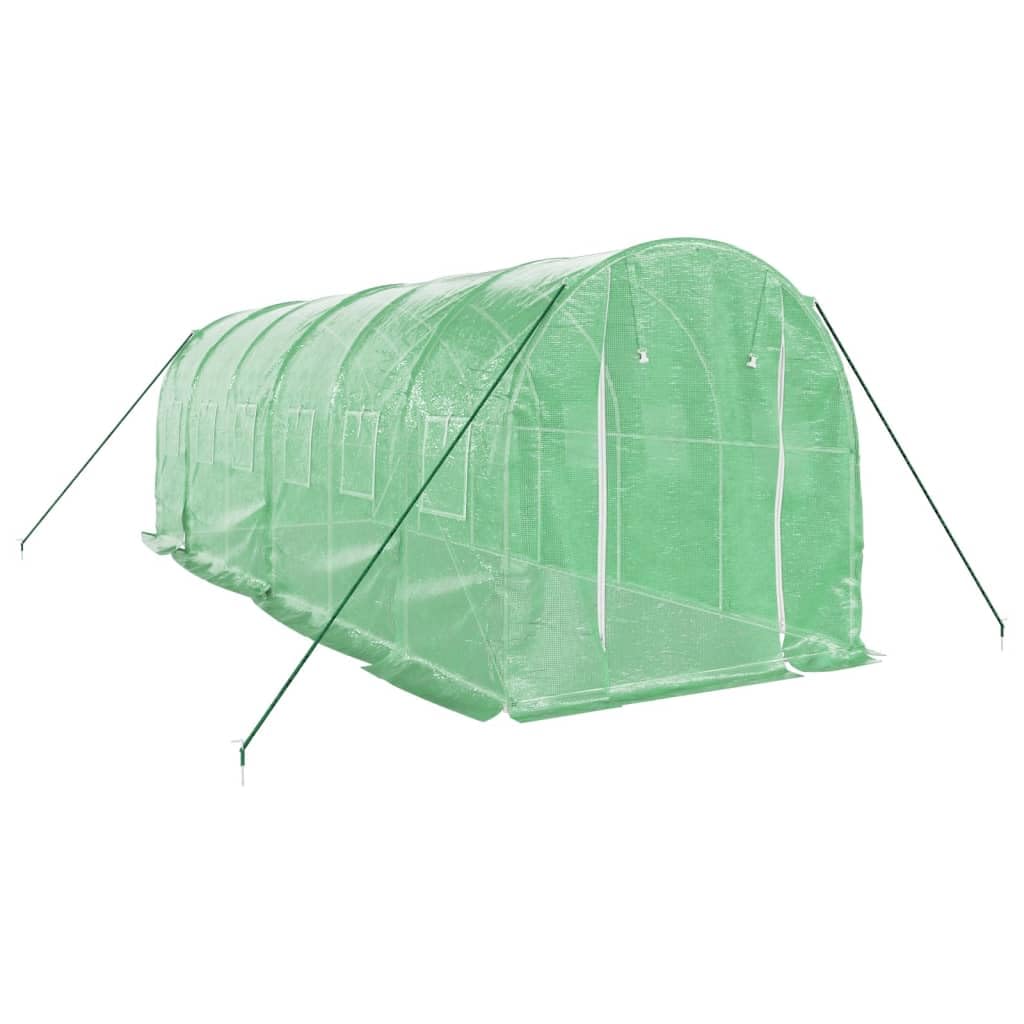 Szklarnia ze stalową ramą, zielona, tunel foliowy 12 m², 6 x 2 x 2 m, PE 140 g m², 4 okna z siatki, zwijane drzwi z zamkiem błyskawicznym do domku na pomidory, do uprawy pomidorów