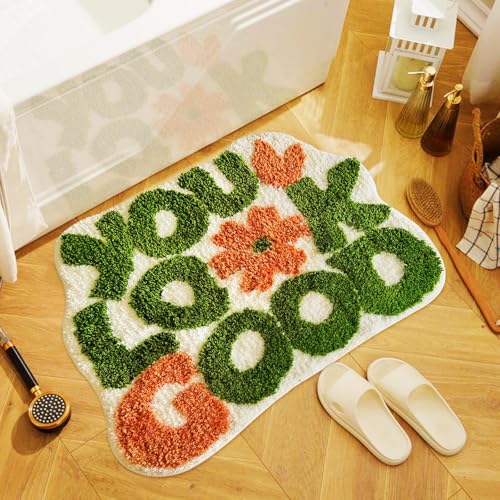 TWWDE AUG You Look Good Bath Mat Fun Bathroom Rug Green Bathroom Mat Cool Rugs for Bedroom Non Slip Microfiber Plush Cool Rugs for Bedroom Washable Absorbent for Bathtub 21x25