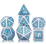 metal dice d&d Juego de Dados de Rol Metálicos DND: Los dados poliédricos RPG están hechos de aleación de zinc de alta calidad, con superficie lisa, buen brillo, impermeable y antioxidante, duradero y de larga vida útil. Es más pesado que los dados D&D ordinarios y se siente bien.