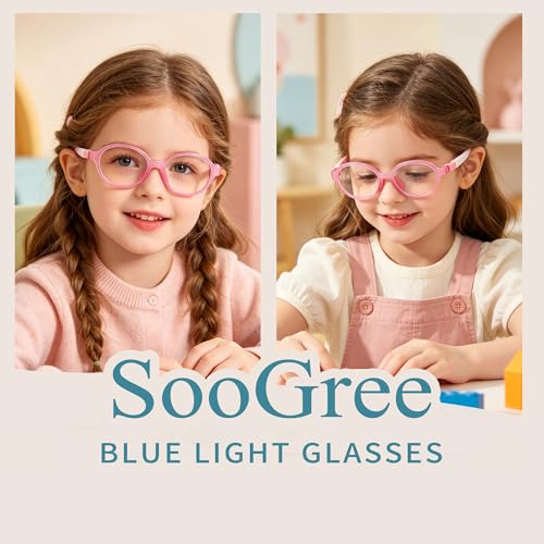Image of SooGree Blue Light Blocking Glasses for Kids Boys Girls,Computer Screen Gaming TV Phone Glasses Anti Glare & Eye Strain