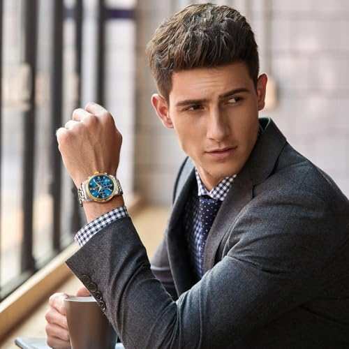 Image of OLEVS Watches for Men Dress Chronograph Luxury Stainless Steel Big Face