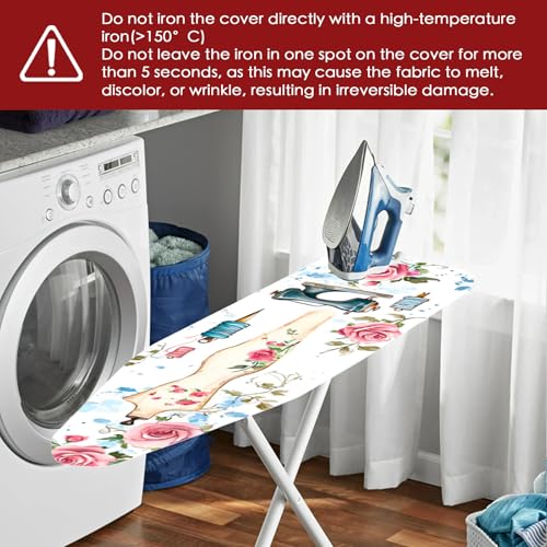 Image of Nuxovilar Sewing Mannequin Floral Ironing Board Cover 15x54 Polyester | Iron Pad Scorch Guard laundry helper protective board shield home laundry room craft studio (Floral Dress)