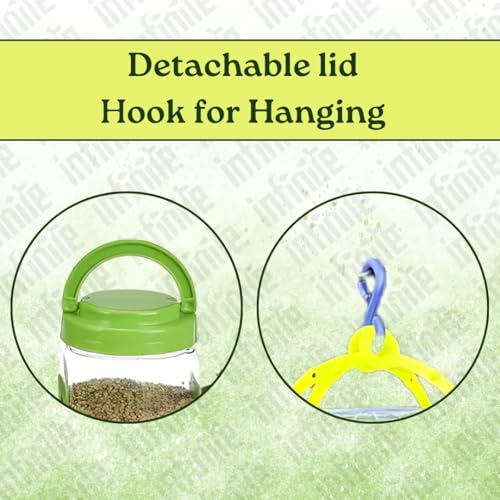 Image of Bird Feeder Water & Food Tray with Nest | Hanging Balcony Bird Feeder for Home Garden | Attracts Sparrows, Parrots, and More - Ideal for Outdoor Use (Food + Water Feeder)