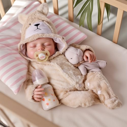 BABESIDE Lifelike Reborn Baby Dolls Boy, 17 Inch Newborn Real Life Baby Dolls Realistic Soft Vinyl and Cloth Body Girl Baby Doll with Clothes and Toy Gift for Kids Age 3+