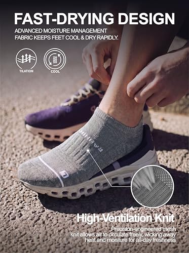 Image of Rahhint No Show Compression Running Socks Coolmax Anti Blister Full Sole Cushion Ankle Slip Resistant Heel Tab Workout Golf