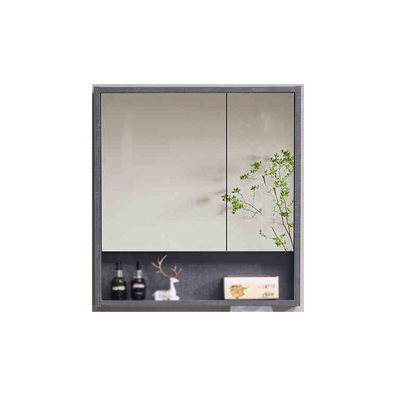 Mutital Spiegelschrank Hängeschrank badspiegel, spiegelschränke fürs Bad, Mit Spiegel/großem Stauraum/Hardware-Zubehör/einfache Installation/Geräuschunterdrückung(Gray,80cm/31.5in)