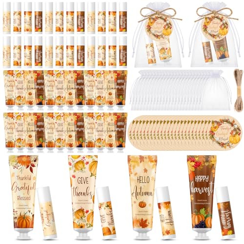 Leelosp 24 Set Thanksgiving Fall Hand Cream and Lip Balm Set Mini...