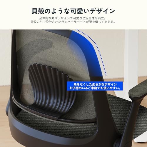 FLEXISPOT オフィスチェア デスクチェア OC5 肘跳ね上げ式 ランバーサポート付き メッシュ ウレタンフォーム ロッキング可能 学習椅子 勉強椅子 かわいい (ブラック) [4]