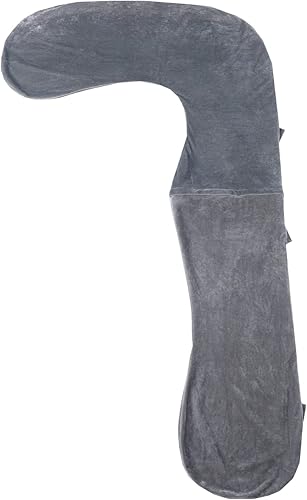 INSEN Funda de almohada corporal de embarazo, funda de almohada de cuerpo completo para mujeres embarazadas, terciopelo gris, en forma de L