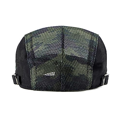 Qecepei Womens Camouflage Newsboy Hat Mesh Breathable Summer Irish Flat Cap For Hunting Driving Black #TOP3