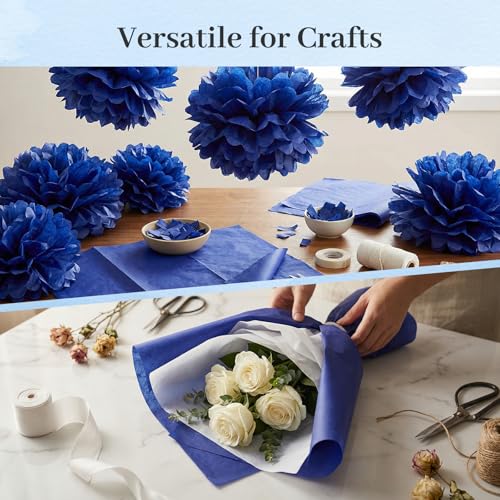 Image of Koogel 330 Sheets Navy Blue Tissue Paper, 14 X 10 inches