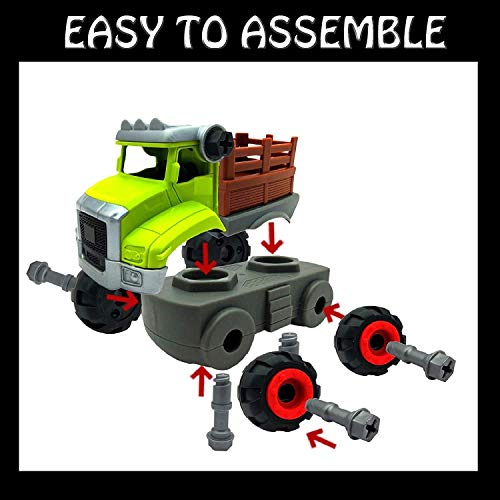 Image of Unbreakable Construction Engineering Truck Friction Powered 3 in 1 Farm Truck Toys for Kids Boys Girls Pull Back Vehicle Assembly Toy (Multicolor)