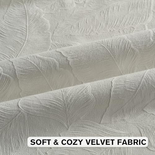 Image of FUTEI Pack of 2 Velvet Throw Pillow Covers 20x20 Inch Soft Embossed Leaf-Relief Textured Decorative Cushion Cases Modern Natural Farmhouse Accent for Couch Bed Living Room, Cream