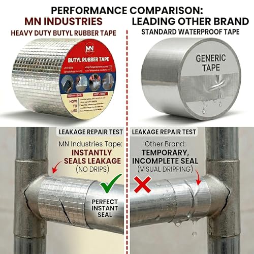 Image of Super Strong Adhesive Waterproof Tape Permanent Repair Aluminum Butyl Rubber Foil for Roof Leak, surface Crack, Window Sill, Water Tank, Boat Sealing, Home Renovation (4 Inch 5 Mtr)