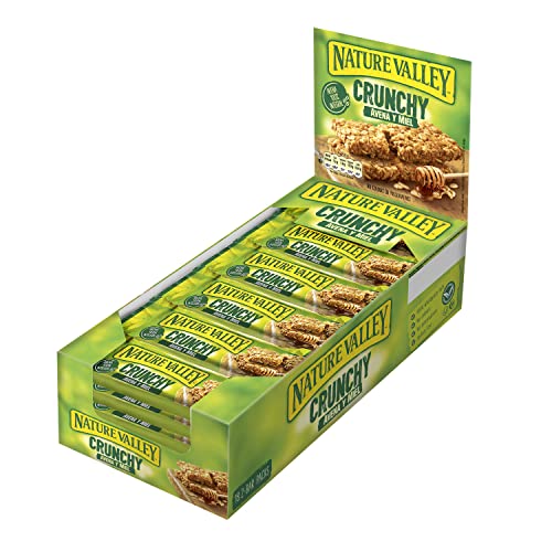 Nature Valley Crunchy, Barritas de Avena 100% Integral y Miel, Sin colorantes, Ingredientes naturales, Apto para Vegetarianos, 18x42g (2 barritas por paquete)