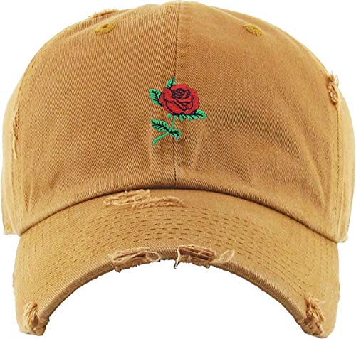 Image of Rose Flowers Love Good Vibes Men Women Dad Hat Baseball Cap Adjustable Unisex
