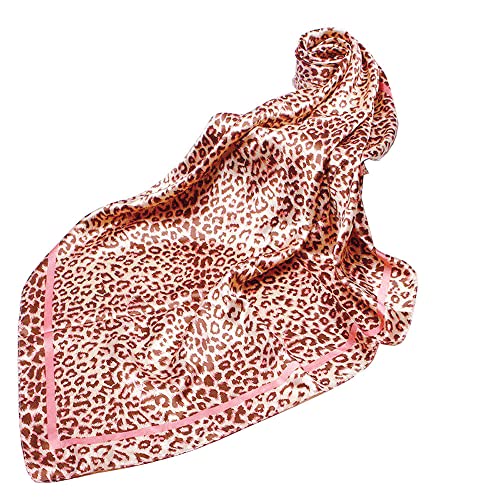 Secret for Longevity Large Square Black Pink Leopard Cheetah Animal Print Polyester Silk Scarf Women's Scarves Hijab Shawl Pashmina Headband Bandana 36