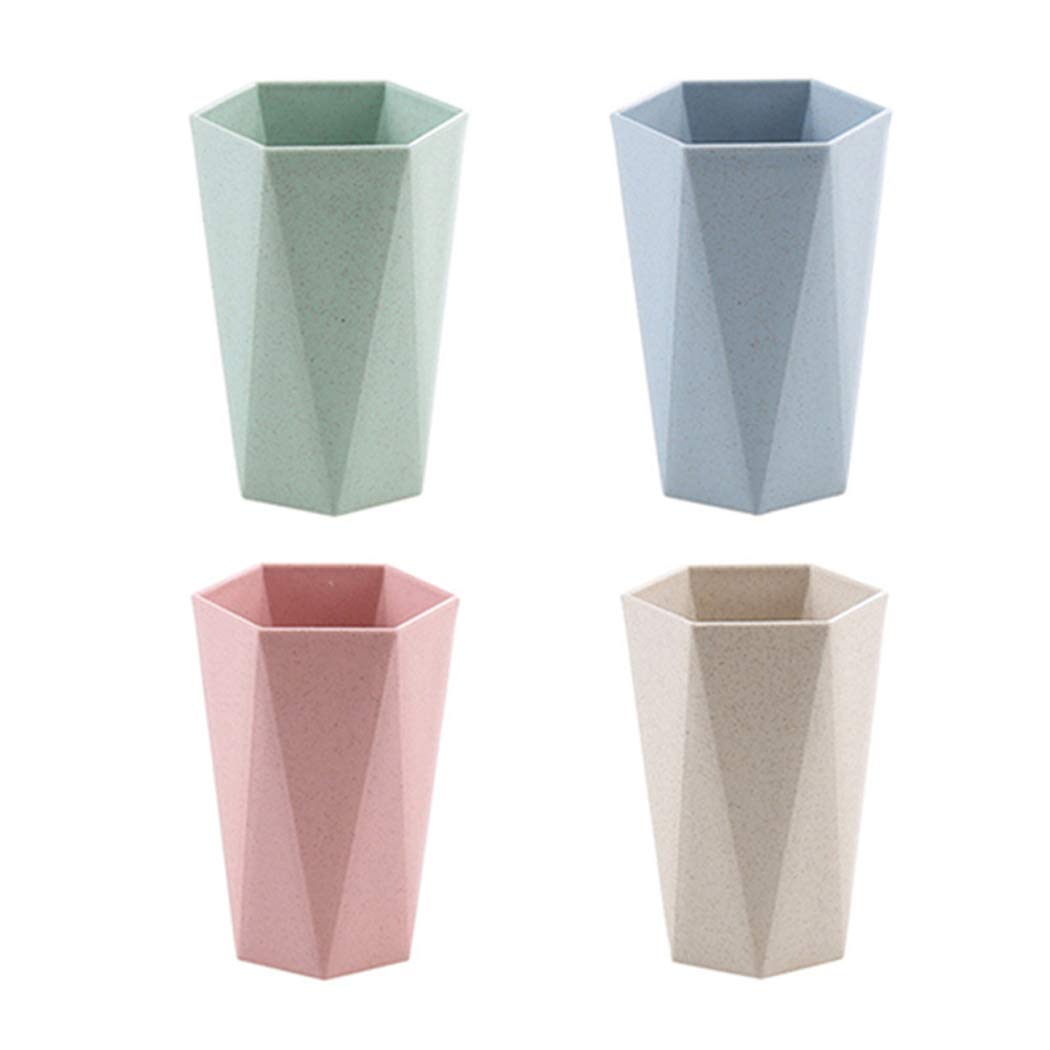 Abcsea 4 Colors 4 Pieces Toothbrush Cups, Mouthwash Cup, Travel Toothbrush Holder, Toothbrush Holder Set, Tooth Mug, Bathroom Sets