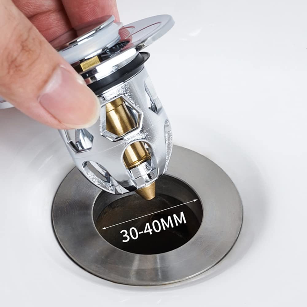 Bouchon De Lavabo Pop-up - Noyau En Laiton, Corps ABS Chromé, Diamètre 34-40 Mm, Pour Salle De Bain/cuisine