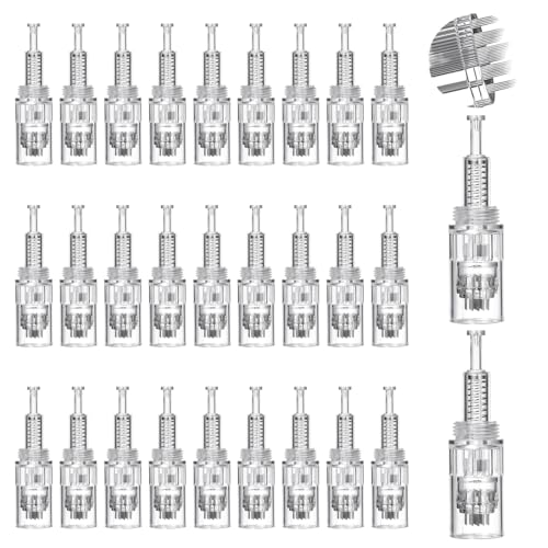 30 Stück Microneedling Nadeln Schraubenmund 36 Pin Ersatz Nadeln Patrone Microneedling Gerät Ersatz Nadeln Nano Mikronadel Derma Pen Mikronadelstifte passend für Schraubmundtypen