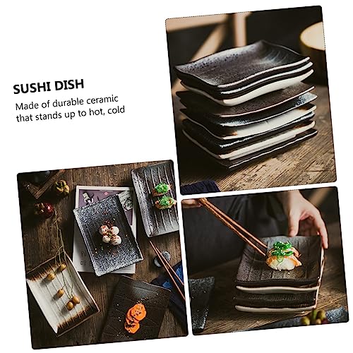 2 piezas de platos rectangulares estilo japonés para sushi y postre miniatura 7