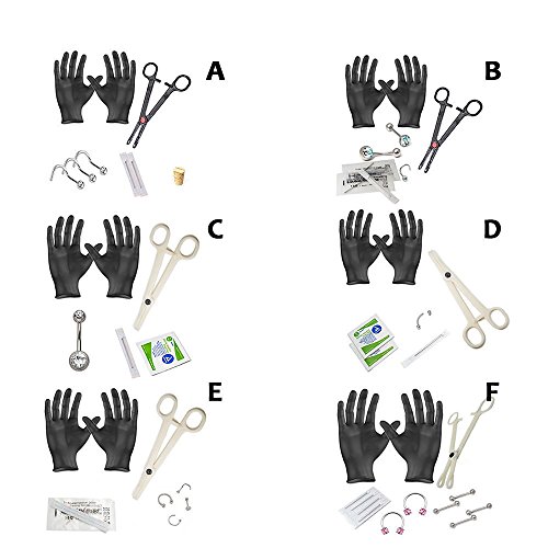 EG GIFTS Starter Piercing Kit 14G 16G 18G Body Jewelry Forceps Needles (A Nose Kit)