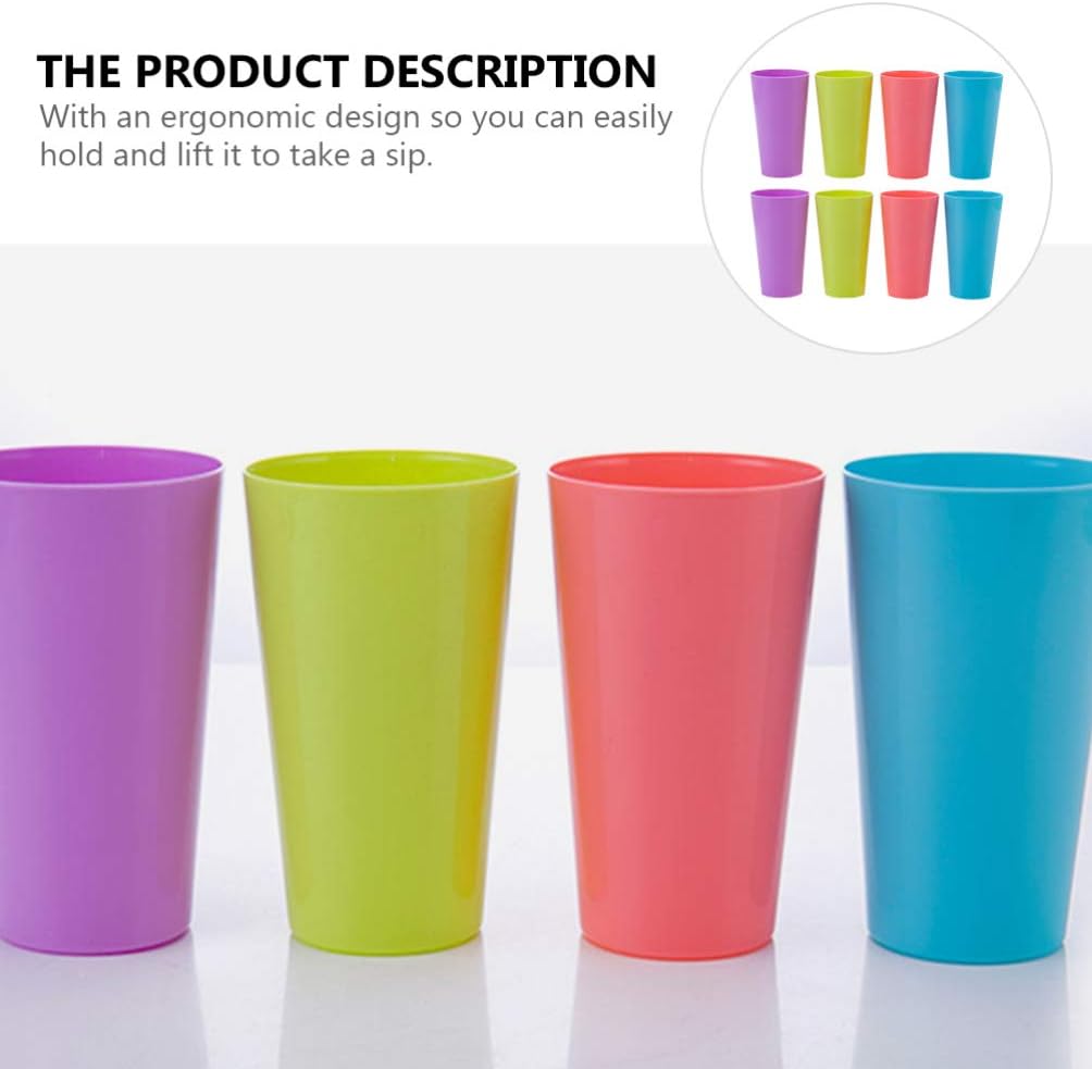TOYANDONA Plastic Cup, Plastic Tumbler Set 8 Pieces Reusable Water Cup Colorful Stacking Cups Mugs for Indoor Outdoor Parties - Image 5