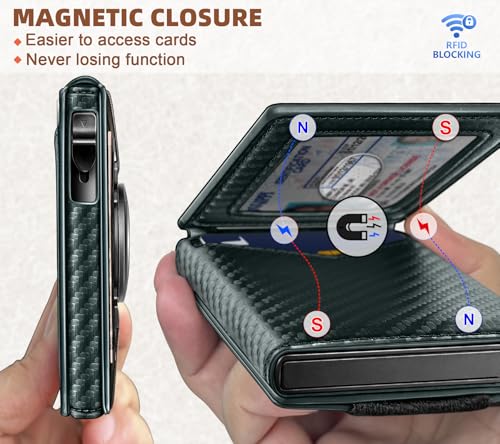 Image of BULLIANT Men Slim Leather Wallet Metal Case Money Clip-Magnetic Closure