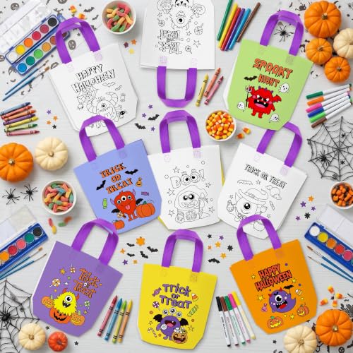 Image of 24Pcs Halloween Monster Coloring Goodies Bags for Kids DIY Party Supplies