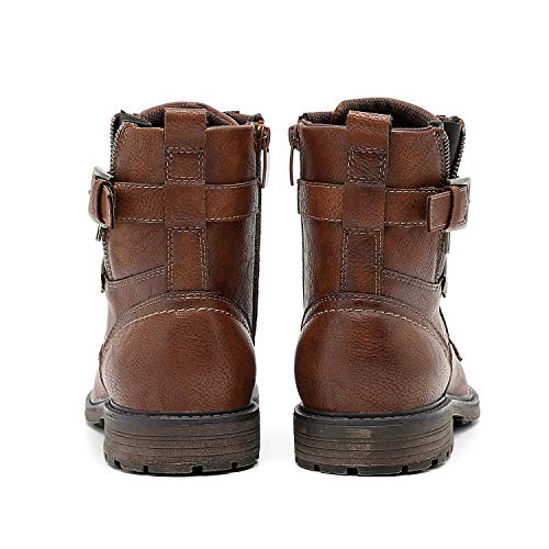 AMAPO Men Oxford Boots, Buckle Dress Boot, Casual Men Boots Lace-Up Side Zipper3
