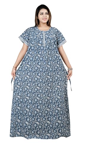 Image of Bejod's Collection Women Pure Cotton Nighty | Full Length Floral Printed Cotton Nighty Maxi | Soft & Breathable Nightwear (L-4XL)