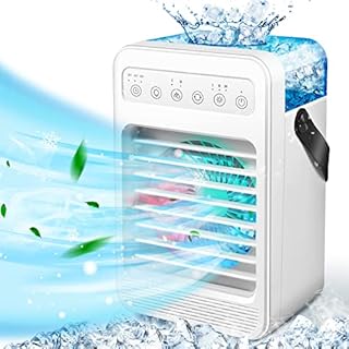 Portable Air Conditioner, Evaporative Air Cooler with 4 Speeds Gradient Color Light & 70°Oscillating Function, 2 Humidification Capacity 600ml, 2-6 H Timing, room, home, office