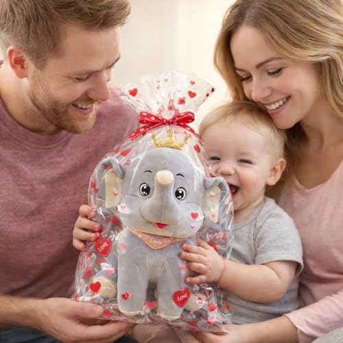 Image of 35cm cms Royal Elephant Soft Toy with Golden Crown, Plush Toy, Stuffed Animal Toy, Cuddly Gift for Boys, Girls Birthday, Room Decor Nursery