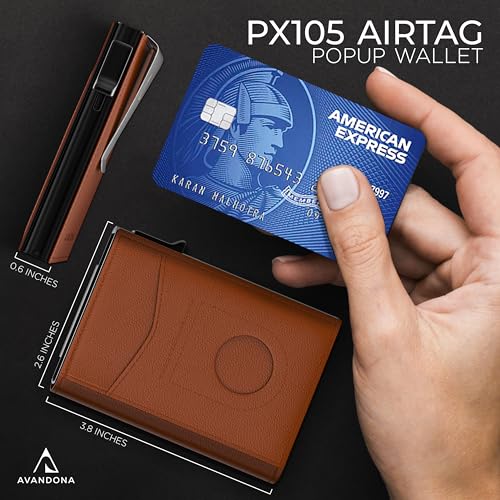Airtag Wallet for Men - Leather Slim Wallet with Airtag Holder, Mens Minimalist Wallet with RFID Blocking & Money Clip, Gifts for Men - Light Brown4