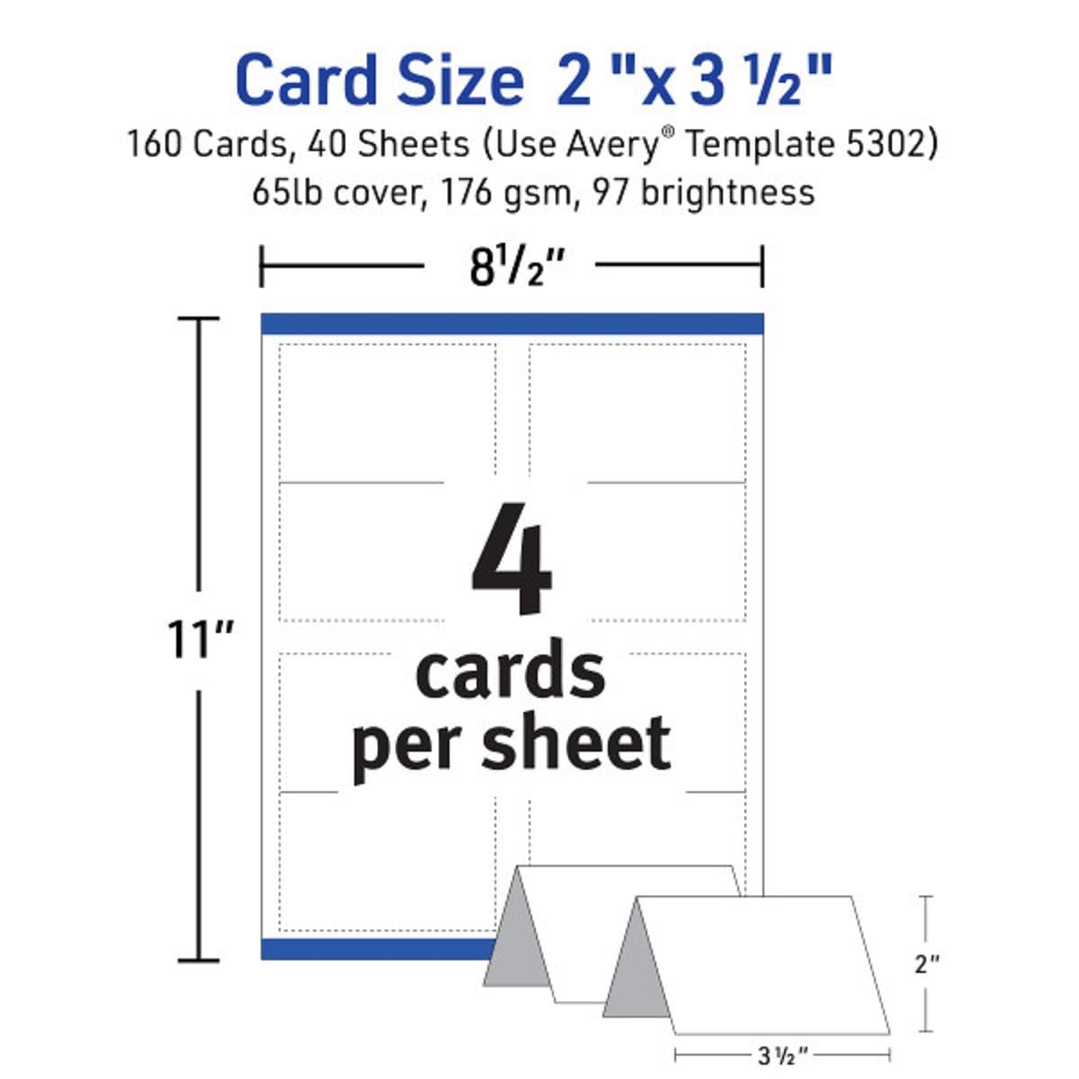 Avery Kleines Zelt Karten, 5,1 x 8,9 cm, weiß, Box von 160 (5302)