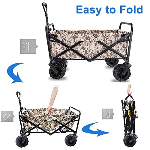 Carrito de mano plegable JKSVTF resistente con ruedas de freno y capacidad de 90 kg color marrón miniatura 3