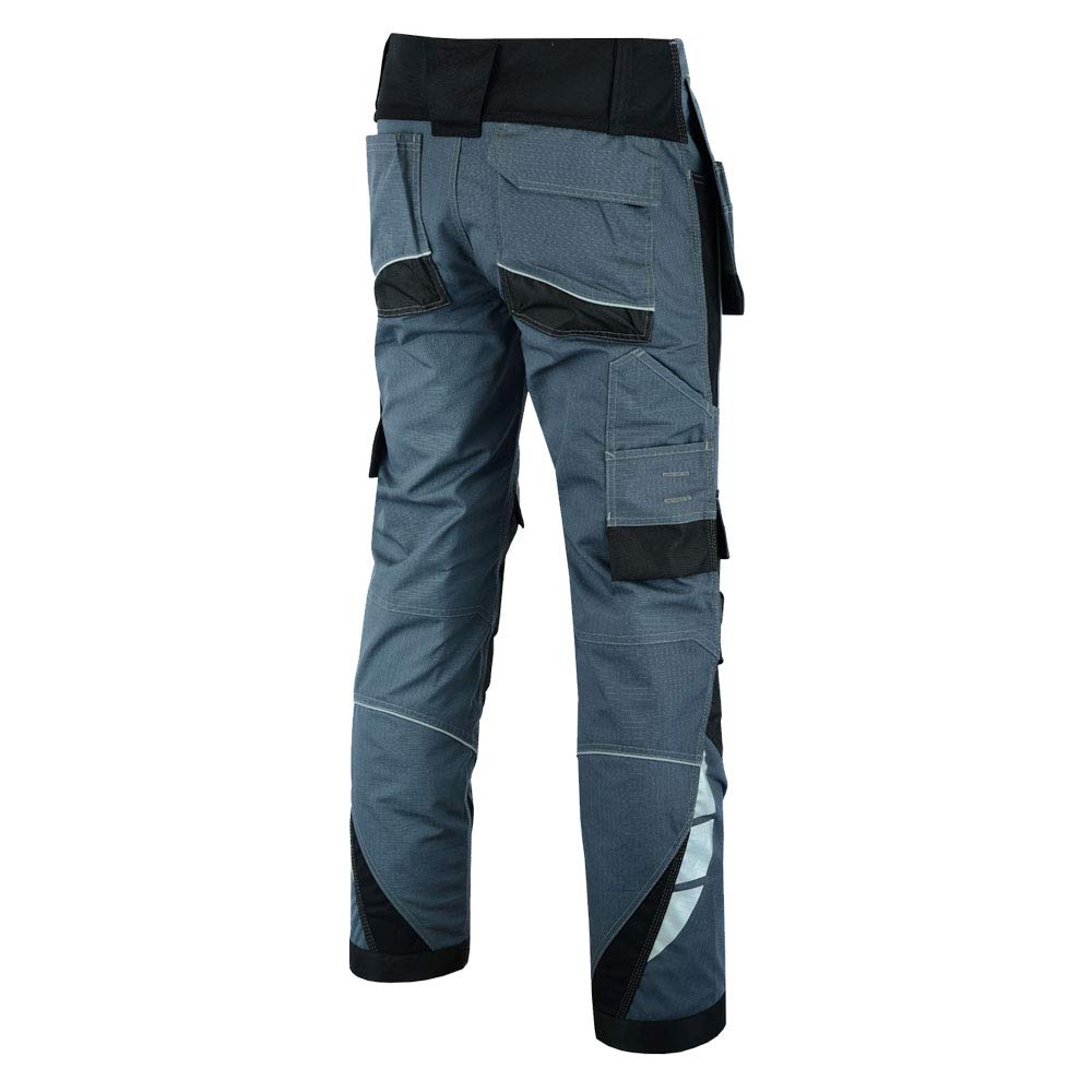 WrightFits Pantalon de Travail Pro Builder pour Homme - Noir et Gris - Pantalon Cargo de sécurité Robuste - Plusieurs Poches - Poches genouillères - Triple Couture