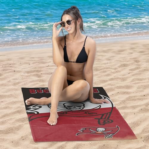 Image of Northwest NFL Tampa Bay Buccaneers Microfiber Beach Towel, 30 x 60 Inches - Quick Dry, Sand Resistant, Lightweight, Highly Absorbent, Incisor Design